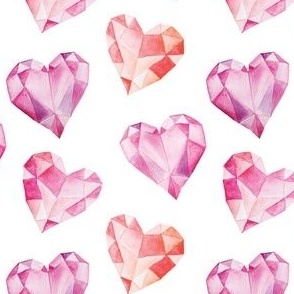 Gems Gemstones Crystals Painted Pink Hearts Valentines Love 4