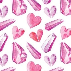 Crystals Gem Gemstones Painted Pink Hearts Valentines Love 5