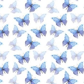 Butterflies Blue Purple Painted with some faded