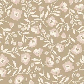 Nouveau Poppies { faded earth tones } full scale