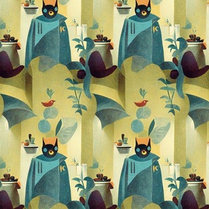 Bat flying around the kitchen -957a