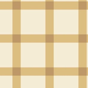 Windowpane Gingham, white & mustard, 3x3