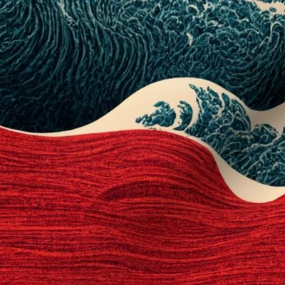 Japanese Red Wave I  - Hokusai Inspired