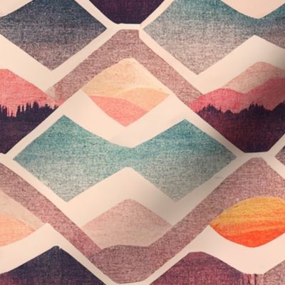 Geometric Sunset - Pastel I