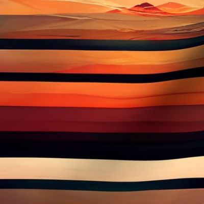 Geometric Horizon III - Modern Striped, Hills, Luxury, Elegant