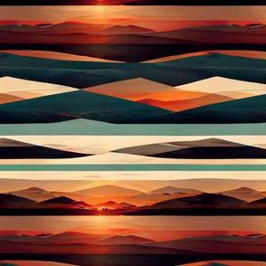 Geometric Horizon II - Modern Stripes, Hills, Triangles