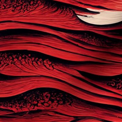 Japanese Red Waves II - Inspired by Hokusai