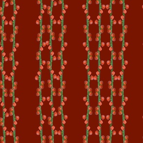 Christmas Red Berries Stripes on Red | Large Scale