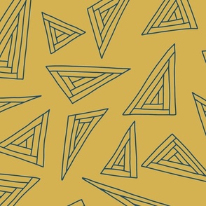 Dark outlined triangles on turmeric yellow 24