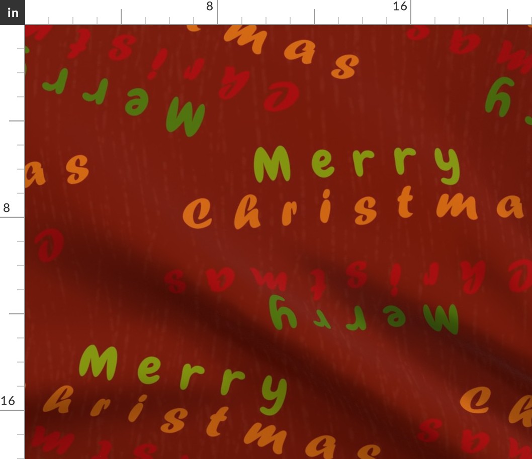Merry Christmas Pattern on Currant Red | Medium Scale