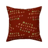 Merry Christmas Pattern on Currant Red | Small Scale