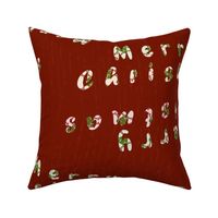 Merry Christmas Pattern on Currant Red | Large Scale