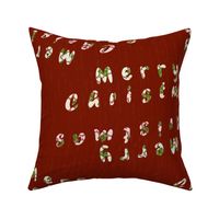 Merry Christmas Pattern on Currant Red | Medium Scale