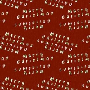Merry Christmas Pattern on Currant Red | Small Scale