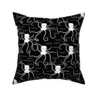 Cute Nautical Octopus black and white