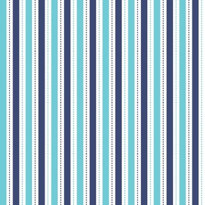 Navy Blue and Turquoise Dashed Stripes