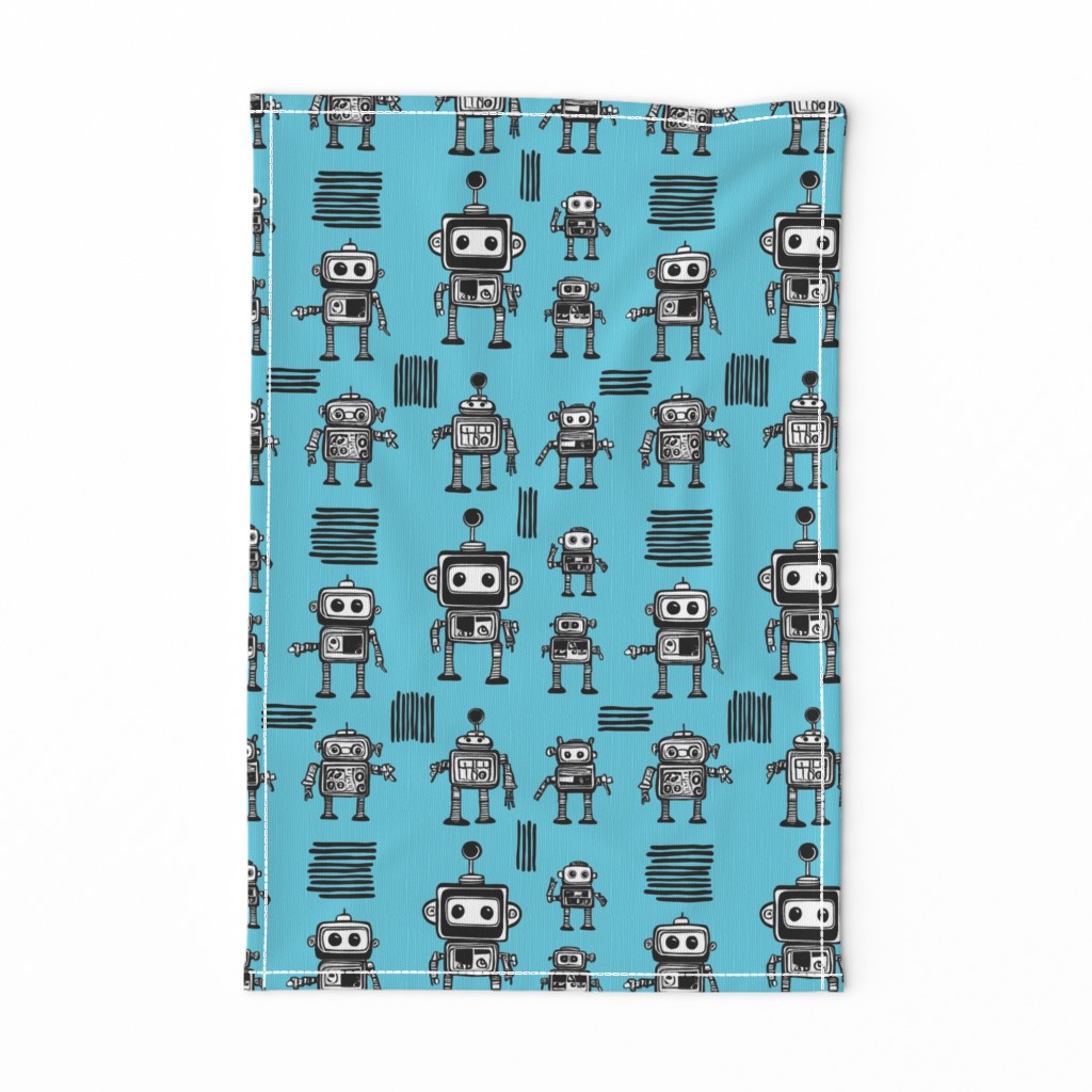 Little Robots on Blue Medium 