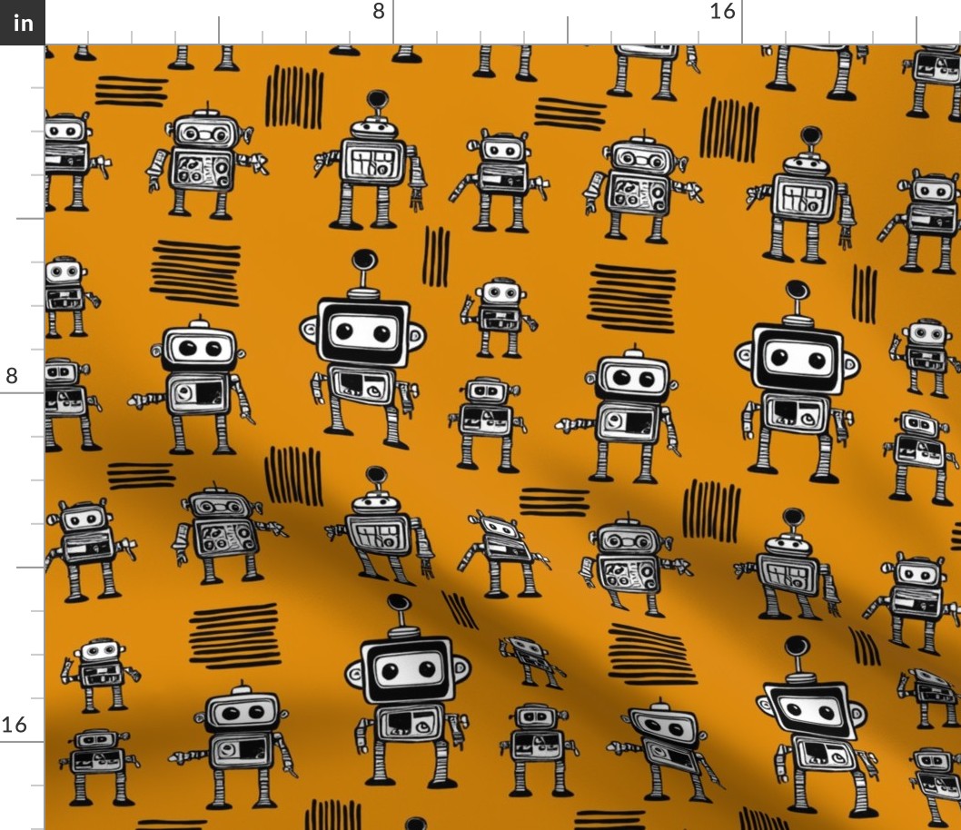 Little Robots on Calico Medium  