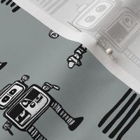 Little Robots on Gizmo Gray Medium  