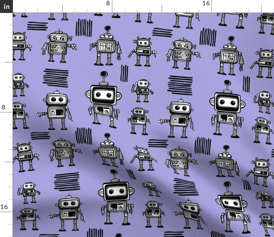 Little Robots on Lilac Medium 