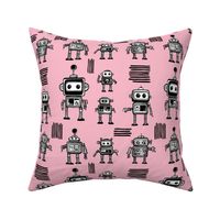 Little Robots on Pink Medium 