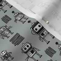 Little Robots on Gizmo Gray Small 
