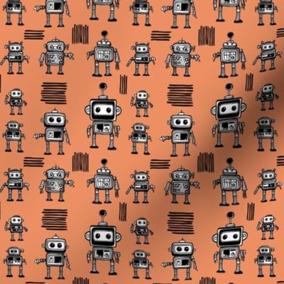 Little Robots on Peach Small 