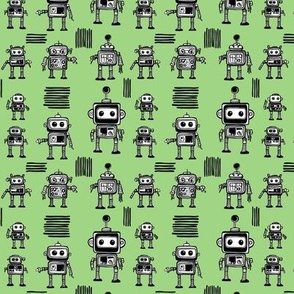Little robots on green Small 