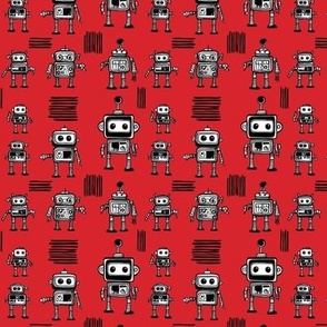 Little Robots on Red Small 