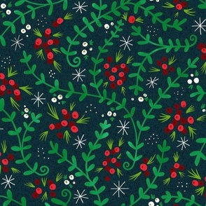 christmas berries on dark green normal scale