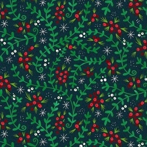 christmas berries on dark green small scale