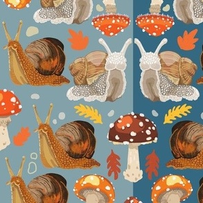 Snails and Toadstool Blue