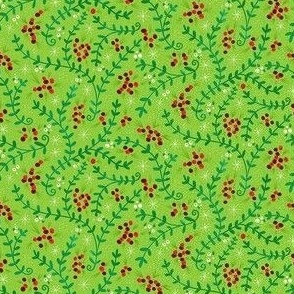 christmas berries on green tiny scale