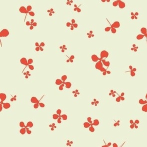 Ditsy Floral in Cream Red Orange