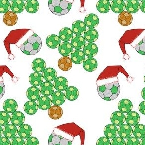 Soccer Christmas Trees and Santa Hats White