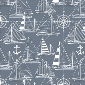 Small Scale / Sailboats / Blue Grey White