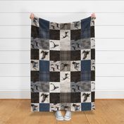 8” Woodland Wildlife Quilt - blue - rotated 