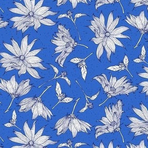 Floral line-art light blue