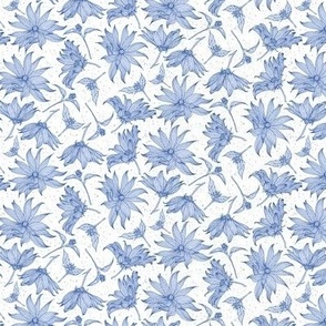 Floral line-art light blue small scale