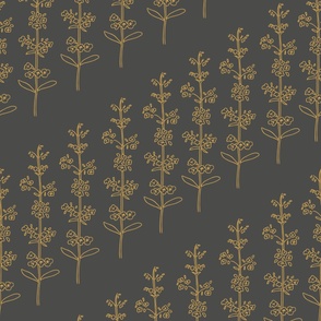 Black and Gold Diagonal Line Art Floral