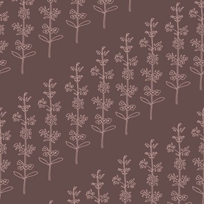 Burgundy Line Art Diagonal Floral