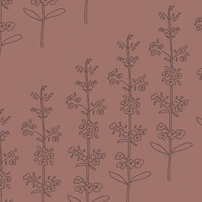 Mauve Line Art Diagonal Floral