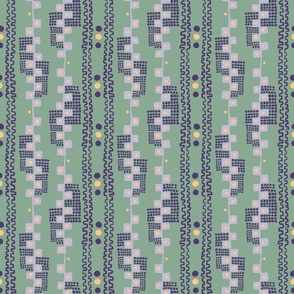 Deco Stripes on Sage with Lavender Small