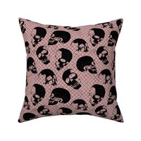 Black Skulls on Blush Pink with Netting