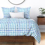 Blue Watercolor Plaid - Winter Snow Collection