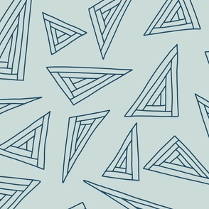 Dark blue outlined triangles on baby blue 24