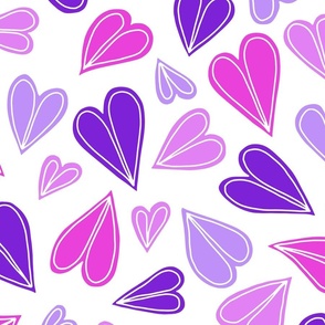 PINK AND PURPLE TOSSED HEARTS 01 LARGE