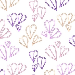 PURPLE AND SALMON CLUSTER HEARTS 04 LARGE