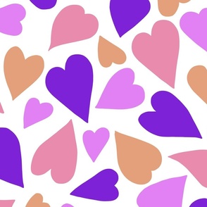 PURPLE AND SALMON TOSSED HEARTS 00 LARGE