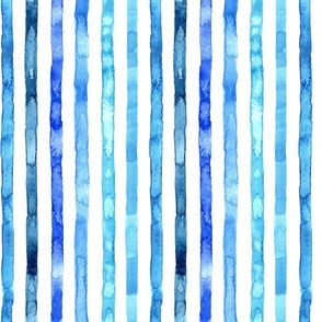 Blue Watercolor Stripes - Winter Snow Collection